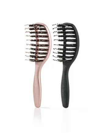 Mini Curvy Brush Hårbørste Med Vildsvinehår Soft Black   Shiny Rose  Spar 16