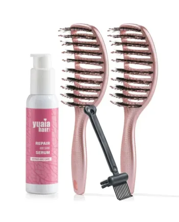 Ultimative Detangler Sæt   Stk Shiny Rose  Gratis Hårserum Og Cleaning Brush