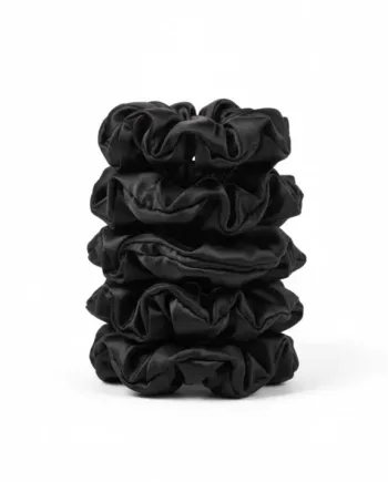 -pak Soft Satin Scrunchies Medium Black